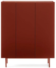 Comodă roșie înaltă cu aspect de lemn de stejar 95x120 cm Arista – Teulat