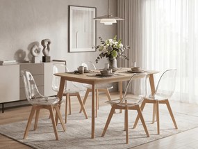 Scaun transparent KITO cu picioare din lemn de fag