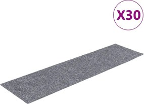 vidaXL Covorașe autoadezive pentru scări, 30 buc., 76x20 cm, gri deschis, dreptunghiulare