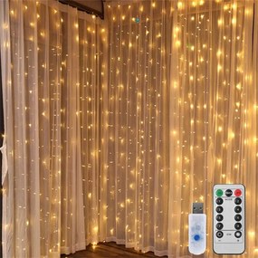 Draperie luminoasa LED STAR RAIN 3x3 m, alb cald