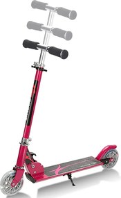 Trotinetă pliabilă din aluminiu cu roți LED roz