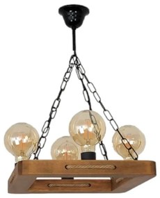 Lustra rustica fabricata manual din lemn KAVALA 4L