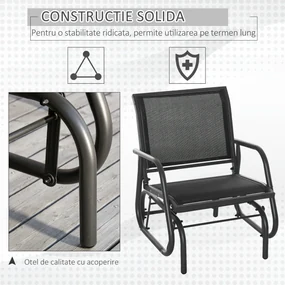Scaun Balansoar 2 în 1 Outsunny din Metal, Design Modern, 75x66x85 cm, Negru | Aosom Romania