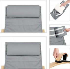 Fotoliu balansoar, lemn de mesteacan / textil, gri inchis, Songmics