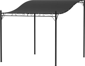 Outsunny Pergolă 2,5 x 3 m, pavilion de grădină montat pe perete, rezistent la apă, cadru metalic, orificii de scurgere, acoperiș de umbră, gri închis | Aosom Romania