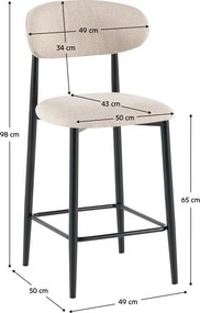 Scaun de bar, ţesătură bej/negru, ZAJDA TYP 2