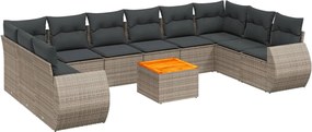 vidaXL Set canapele de grădină cu perne, 11 piese, gri, poliratan
