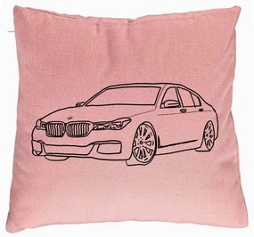 Perna Decorativa, Model BMW Lover, 40x40 cm, Roz, Husa Detasabila, Burduf