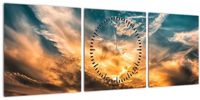 Tablou cu nori (cu ceas) (90x30 cm)