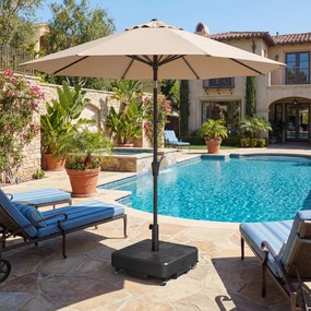 Outsunny Bază pătrată pentru umbrelă, suport umbrelă exterior cu roți Umplibil 35 kg Nisip sau 28 L Apă, 48 x 48 x 38,5 cm, Negru | Aosom Romania