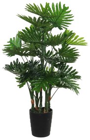 Planta artificiala Philodendron Xanadu Palmier, Azay Design, din polipropilena verde, pentru interior, aspect bogat, in ghiveci negru, inaltime 120 cm