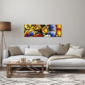 Tablou - Pictură în ulei, îndrăgostiții (cu ceas) (90x30 cm)