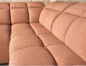 Colțar somon extensibil/cu spațiu de depozitare cu tapițerie din țesătură bouclé (cu colț pe partea dreaptă/în formă de ”L”) Falconn – ELTAP