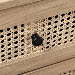 HOMCOM Comodă cu 4 Sertare Stil Boho din Ratan 80x35x95 cm Lemn Natural | Aosom Romania