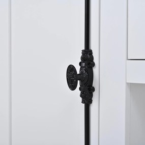 Bufet modern cu 2 uși, 1 sertar, spațiu semideschis de depozitare și 3 rafturi pentru vin, 130x35x70 cm, Alb