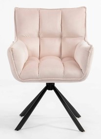 HR560 BAZĂ STEA Scaun Catifea Roz Pudra cu Bază Neagră