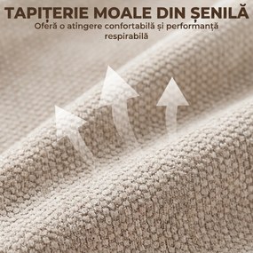 HOMCOM Scaun de Birou Rotativ cu Spătar Înalt, din Chenille Bej | Aosom Romania