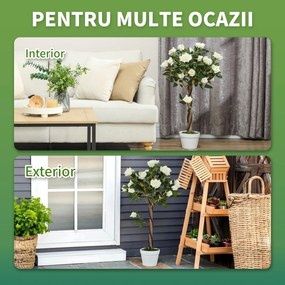 Outsunny Plantă Artificială de Trandafir cu 21 de Flori Ø18x90 cm Portocaliu cu Vas | Aosom Romania