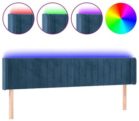 3123532 vidaXL Tăblie de pat cu LED, albastru închis, 163x16x78/88 cm, catifea