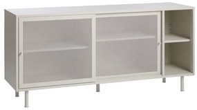 Comodă albă joasă din metal cu ușă glisantă 160x75 cm Veep – Unique Furniture