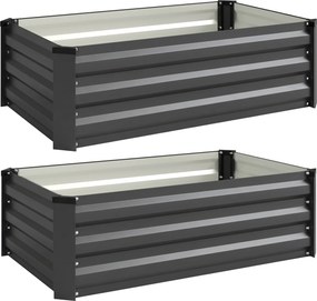 Outsunny Set de 2 Paturi Galvanizate Inaltate pentru Gradina, Cutie de Plantare Inaltata pentru Exterior, Usor de Asamblat, pentru Cultivarea Florilor