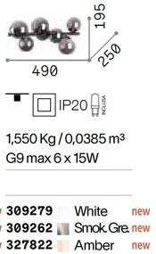 Lustra aplicata design modern Perlage pl6 negru/fumuriu