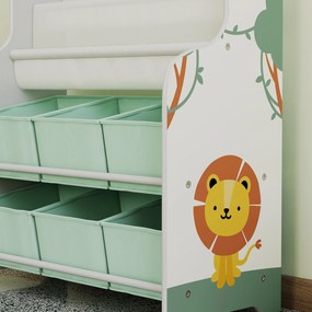 AIYAPLAY Raft Suport pentru Jucării cu 6 Sertare și Bibliotecă cu 2 Niveluri Verde | Aosom Romania
