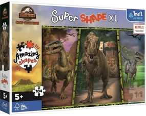 Puzzle Trefl Super Shape Dinozaurii colorați/Jurassic World, 104 XL buc.