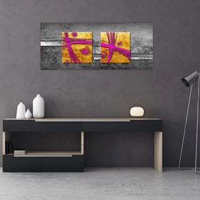 Tablou - Pătratr colorate pe fond negru (120x50 cm)