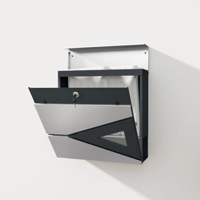 HOMCOM Căsuță poștală de perete din oțel galvanizat, blocabilă cu fereastră, material de montaj, 37 x 11 x 37 cm, argintiu | Aosom Romania