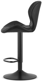 Scaun de bar din piele ecologica cu picior negru WEST, negru