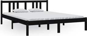 vidaXL Cadru de pat King Size, negru, 150x200 cm, lemn masiv