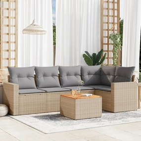 vidaXL Set canapele de grădină cu perne, 6 piese, bej, poliratan