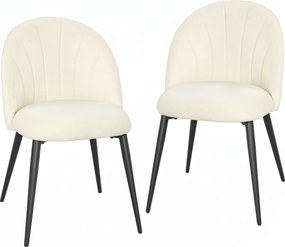 HOMCOM Set 2 Scaune Dining cu Spătar Tip Scoică și Picioare Metalice, Catifea, Crem | Aosom Romania