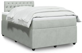 vidaXL Pat continental cu saltea, gri deschis, 120x200 cm, catifea