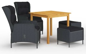vidaXL Set de masă pentru grădină, 5 piese, gri închis