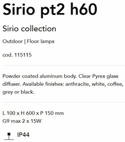 Stalp de iluminat exterior IP44 SIRIO PT2 H60 NERO
