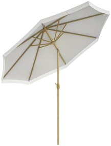Outsunny Parasol de gradina inclinabil cu manivela si franjuri, stil boem, 8 spirote, Ø 265 x 244 cm alb | Aosom Romania