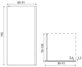 Cabină de duș walk-in Milagro 90x195 cm