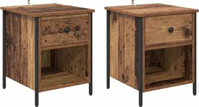 vidaXL Dulap de noapte 2 pcs Lemn vechi 40 x 42 x 50 cm Lemn compozit