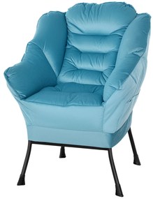 HOMCOM Fotoliu accent modern, fotoliu tapițat cu picioare din oțel și buzunare laterale, pentru living, dormitor, Albastru | Aosom Romania