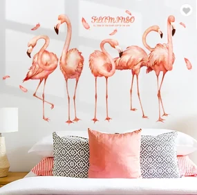 Autocolant de perete "Flamingos 3" 141x85cm