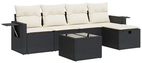 3325472 vidaXL Set mobilier de grădină cu perne, 6 piese, negru, poliratan