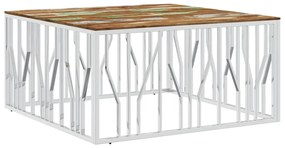 vidaXL Măsuță de cafea din oțel inoxidabil și lemn masiv reciclat