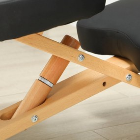 HOMCOM Scaun Ergonomic pentru Genunchi cu Înălțime Reglabilă din Lemn cu Rotile, 42x70x42-52 cm, Negru | Aosom Romania