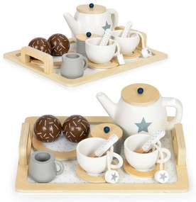 Set de ceai din lemn cu ceainic și cești 17 bucăți