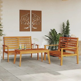 3211797 vidaXL Set mobilier de grădină cu perne, 3 piese, lemn masiv acacia