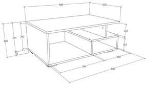 Masuta haaus Tapa, Antracit/Alb, 80 x 50 x 40 cm