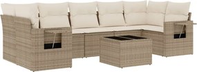 vidaXL Set canapele de grădină, 8 piese, cu perne, bej, poliratan