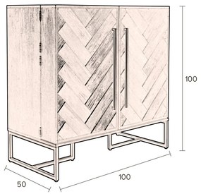 Dulap vinotecă cu aspect de lemn exotic în culoare naturală număr sticle 24, 100x100 cm Class - Dutchbone
